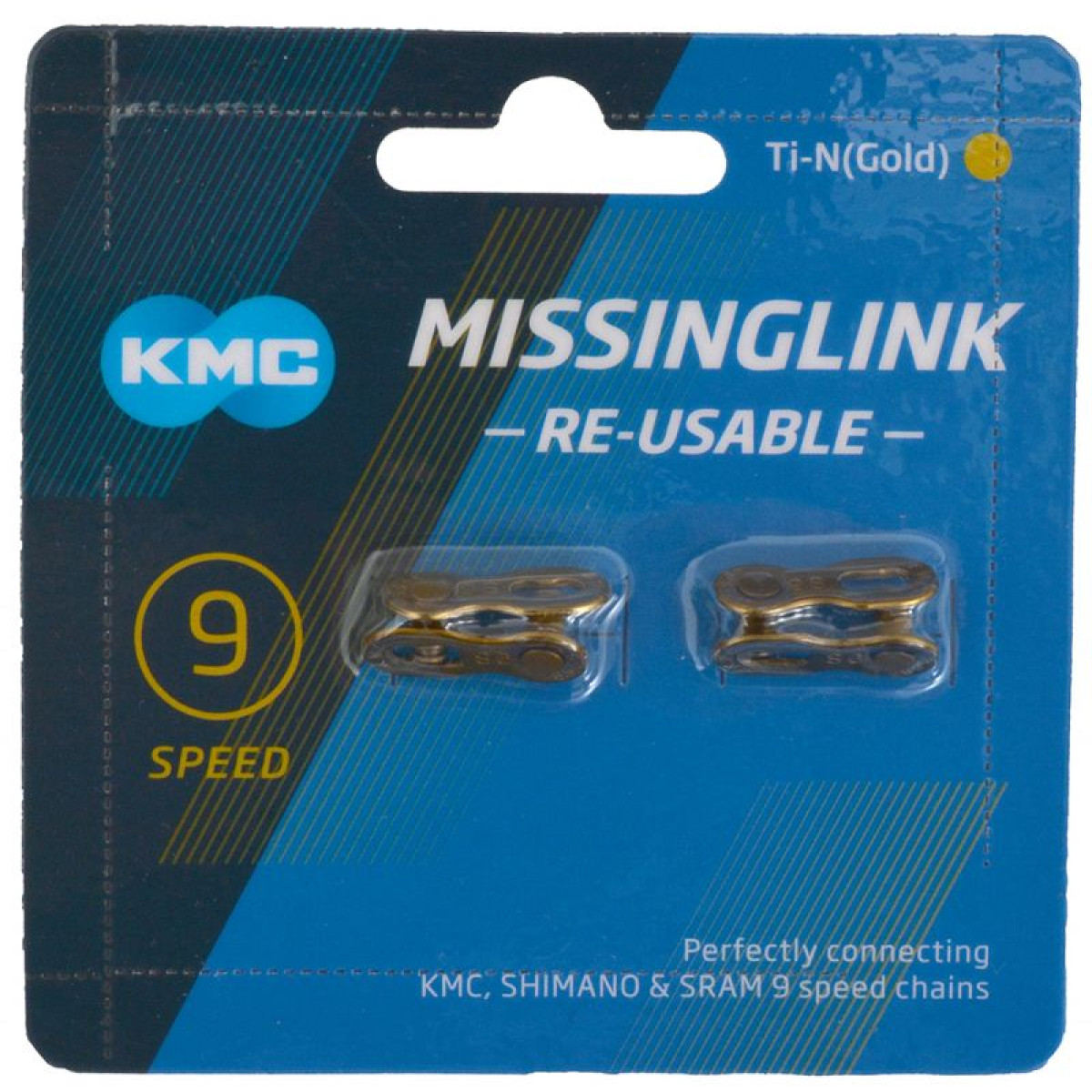 KMC X9 Ti-N MissingLink ķēdes savienotājs ķēdes savienotājs | 9 ātrumi | Zelts