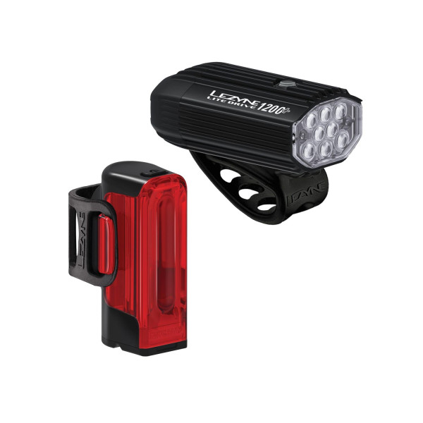 Lezyne Lite Drive 1200+ | Stripe Drive Pro 400+ velosipēdu lukturu komplekts