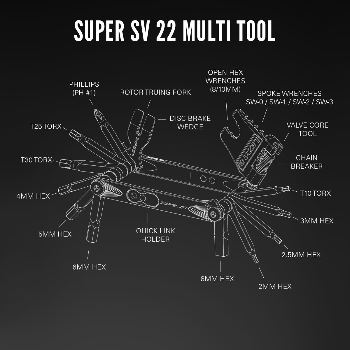 Lezyne Super SV22 daudzfunkcionālie instrumenti | Silver