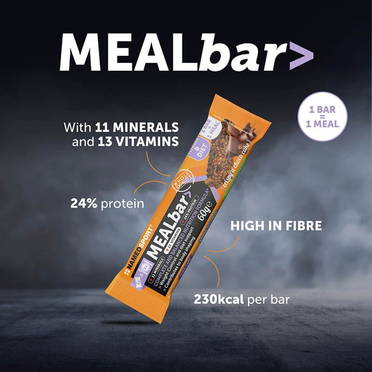 NamedSport MEALbar batoniņš | 60 g | Crispy n' Choco Cake