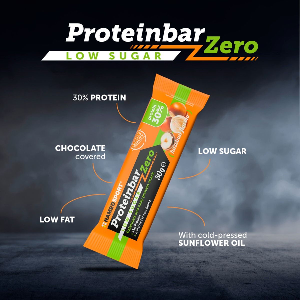 NamedSport Proteinbar Zero olbaltumvielu batoniņš | 50 g | Hazelnut