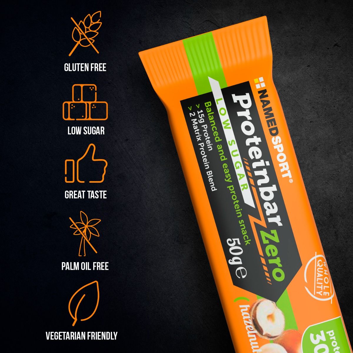 NamedSport Proteinbar Zero olbaltumvielu batoniņš | 50 g | Hazelnut