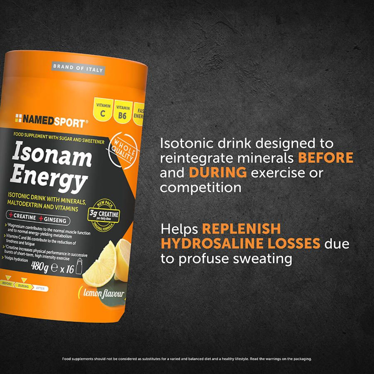NemedSport Isonam Energy izotoniskais dzēriens | 480 g | Lemon