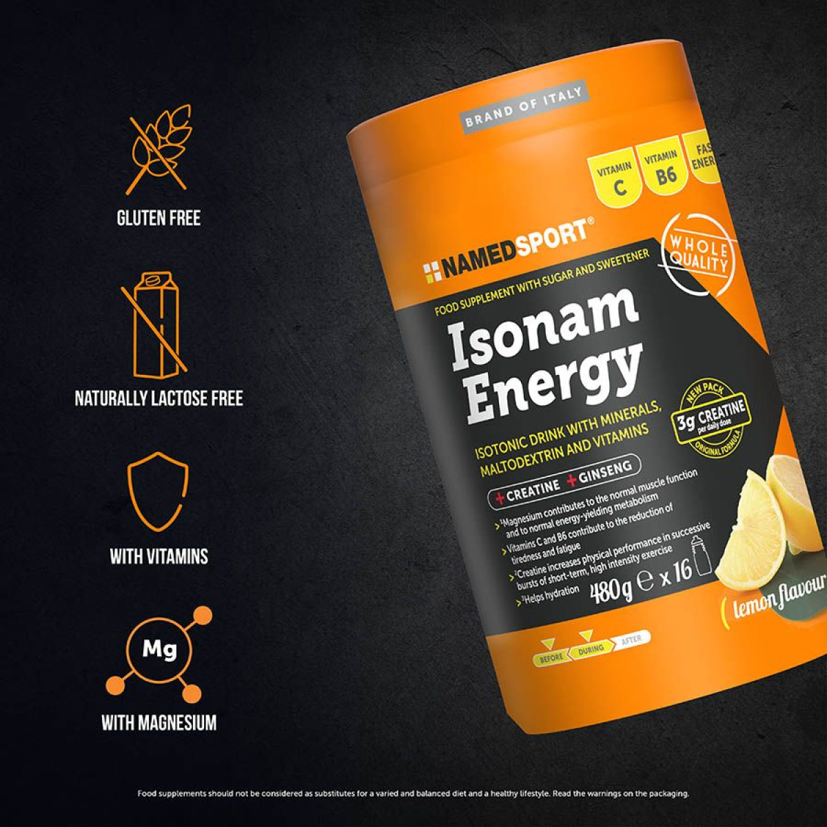 NemedSport Isonam Energy izotoniskais dzēriens | 480 g | Lemon