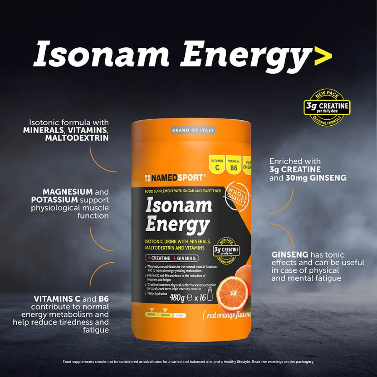 NemedSport Isonam Energy izotoniskais dzēriens | 480 g | Orange