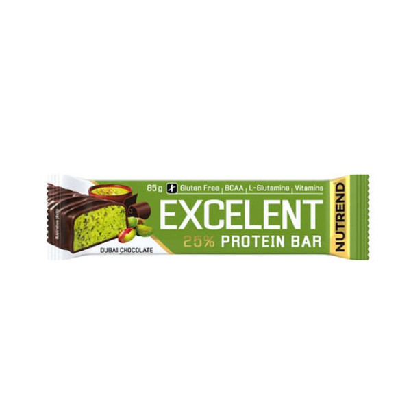 Nutrend Excelent proteīna batoniņš | 85 g | Dubai Chocolate Nutrend Excelent proteīna batoniņš | 85 g | Dubai Chocolate