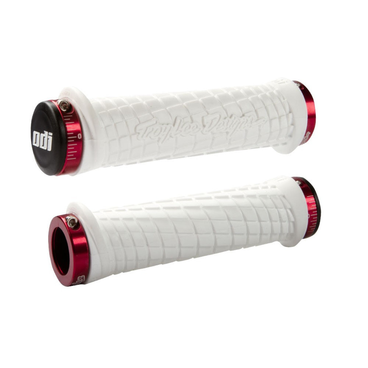 ODI Troy Lee Designs Lock-On stūres rokturi | Balta - sarkana