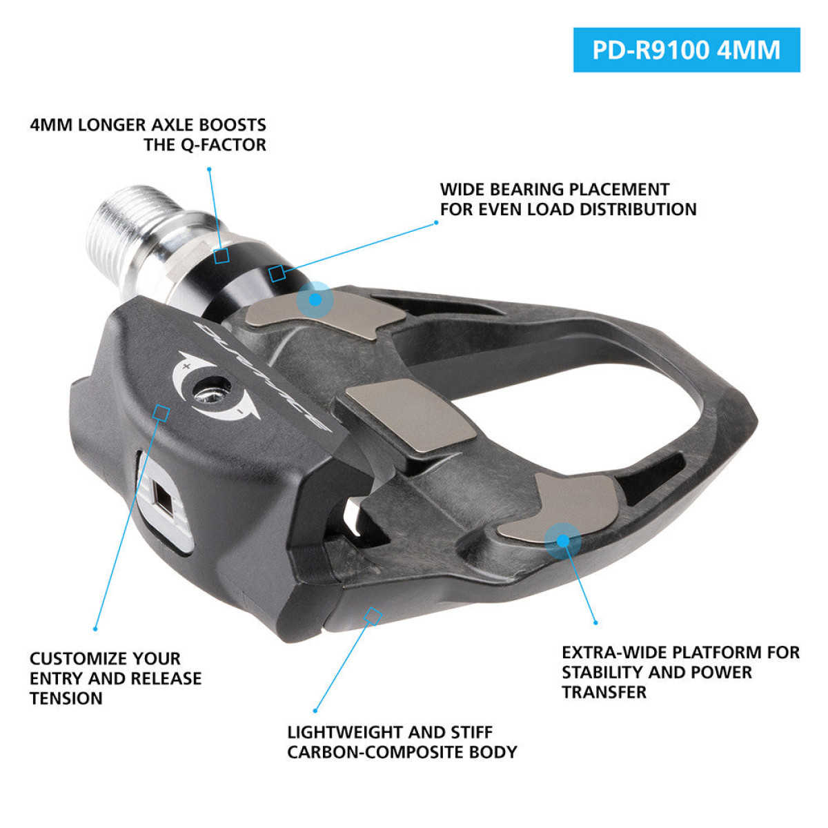 Shimano Dura Ace PD-R9100 pedāļi (+4 mm)