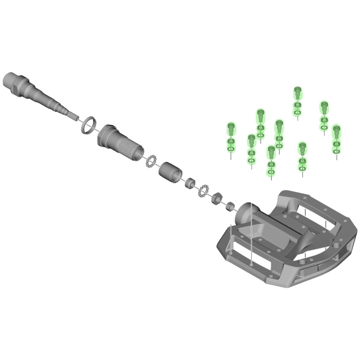 Shimano PD-GR500 pedāļa skrūves un starplikas