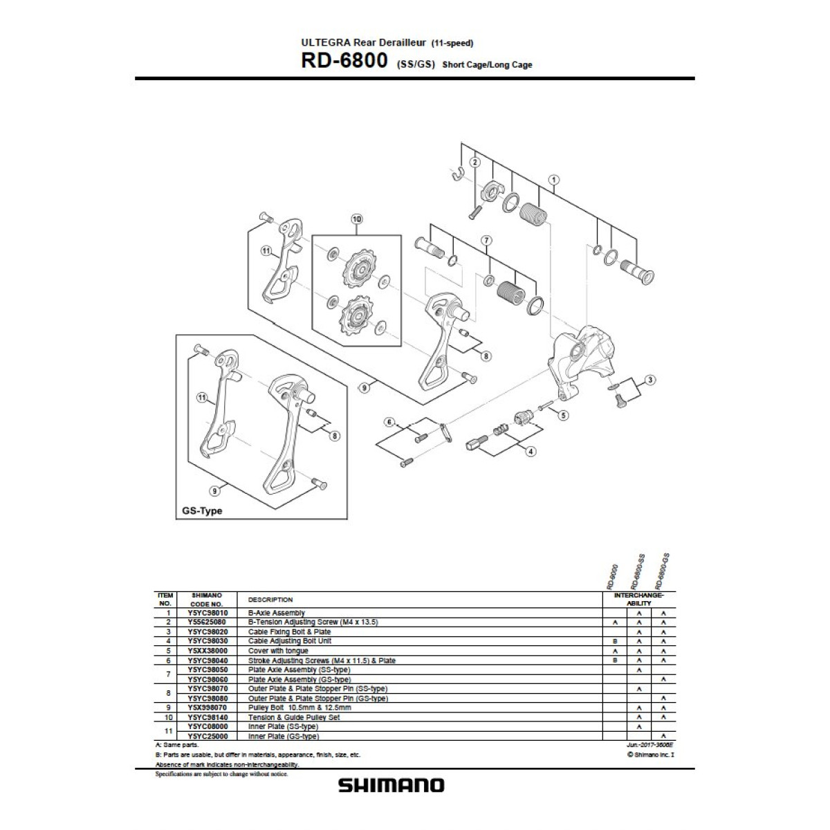 Shimano RD-M6800 GS aizmugurējā pārslēdzēja ārējā kāja
