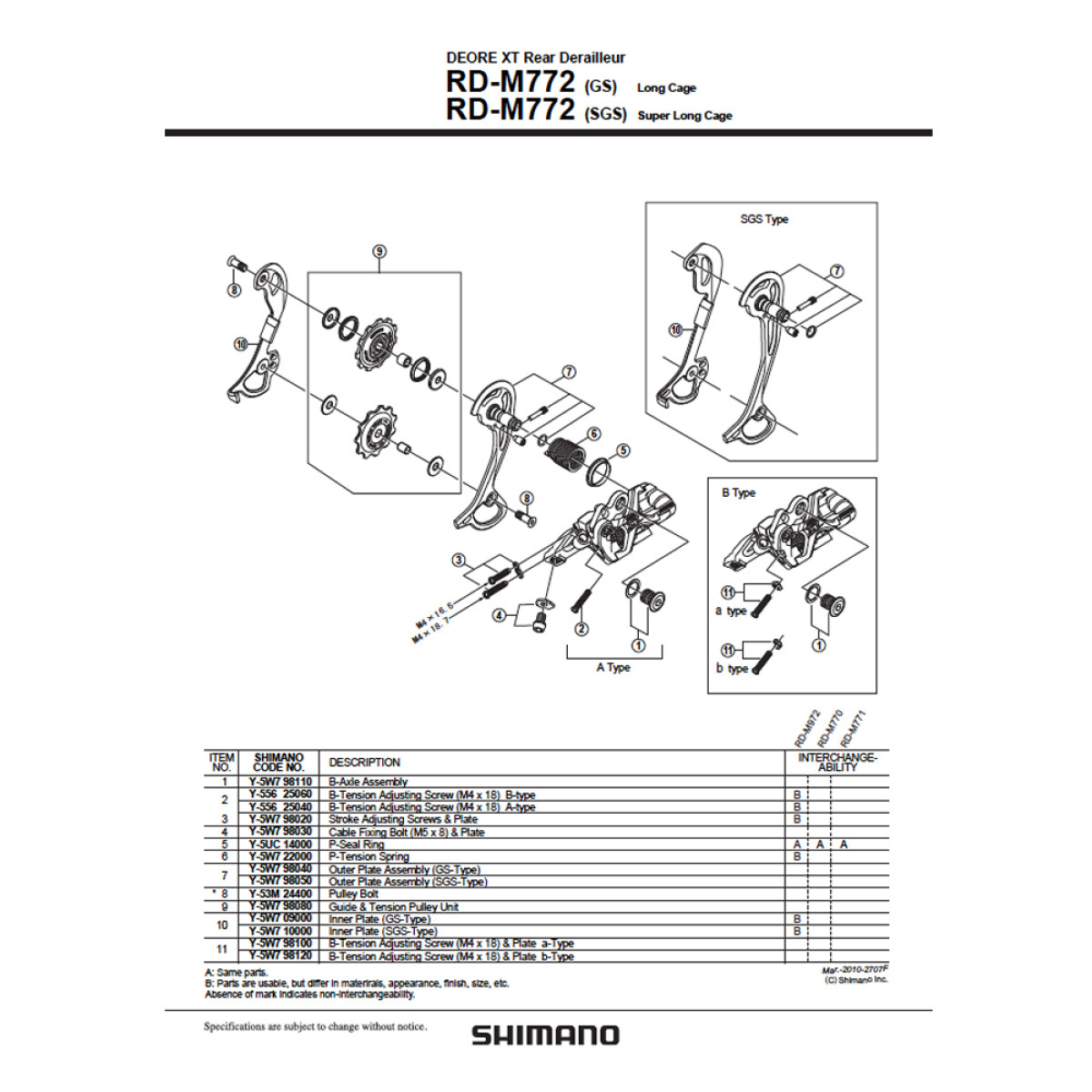 Shimano RD-M772 SGS aizmugurējā pārslēdzēja ārējā kāja