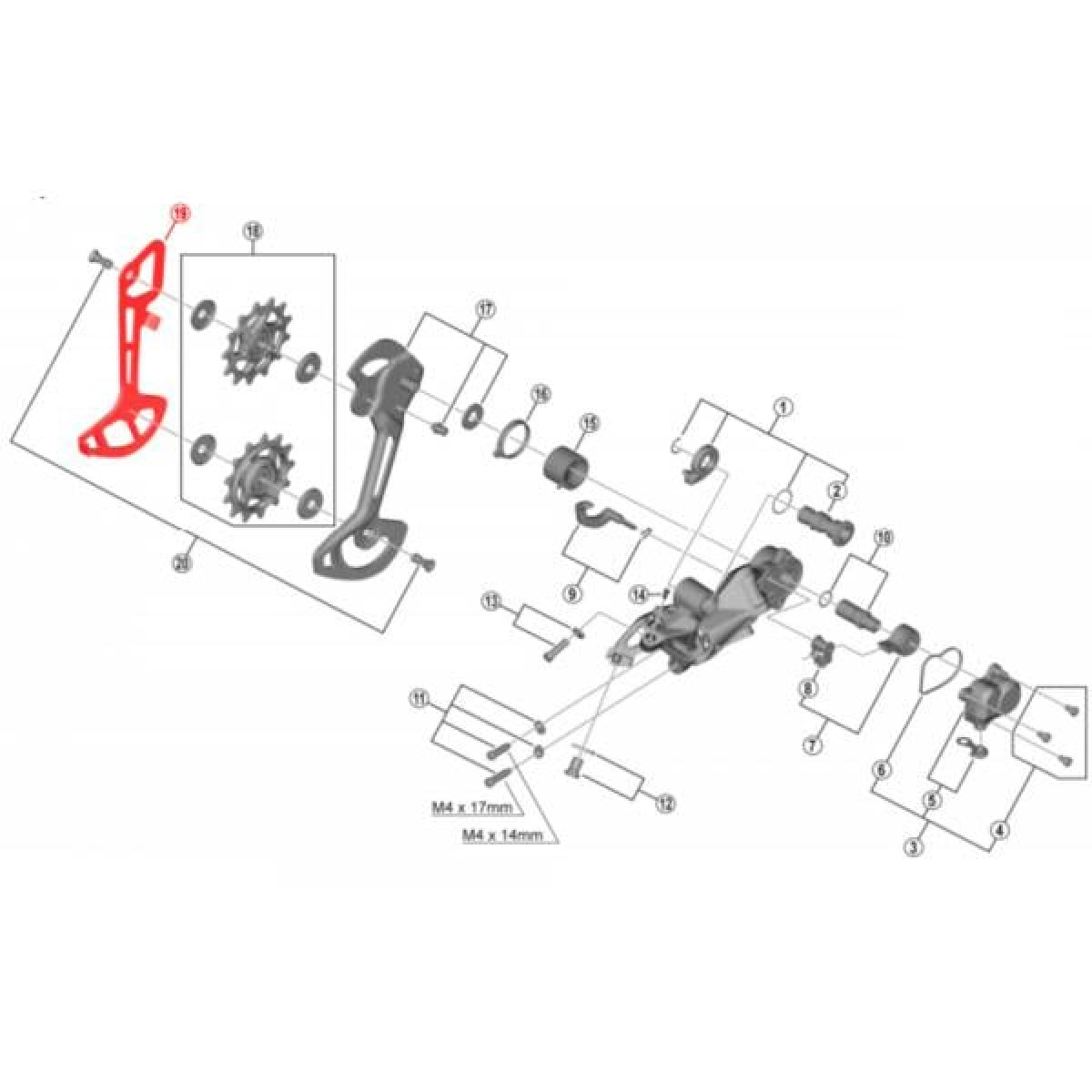 Shimano RD-M9100 SGS aizmugurējā pārslēdzēja iekšējā kāja