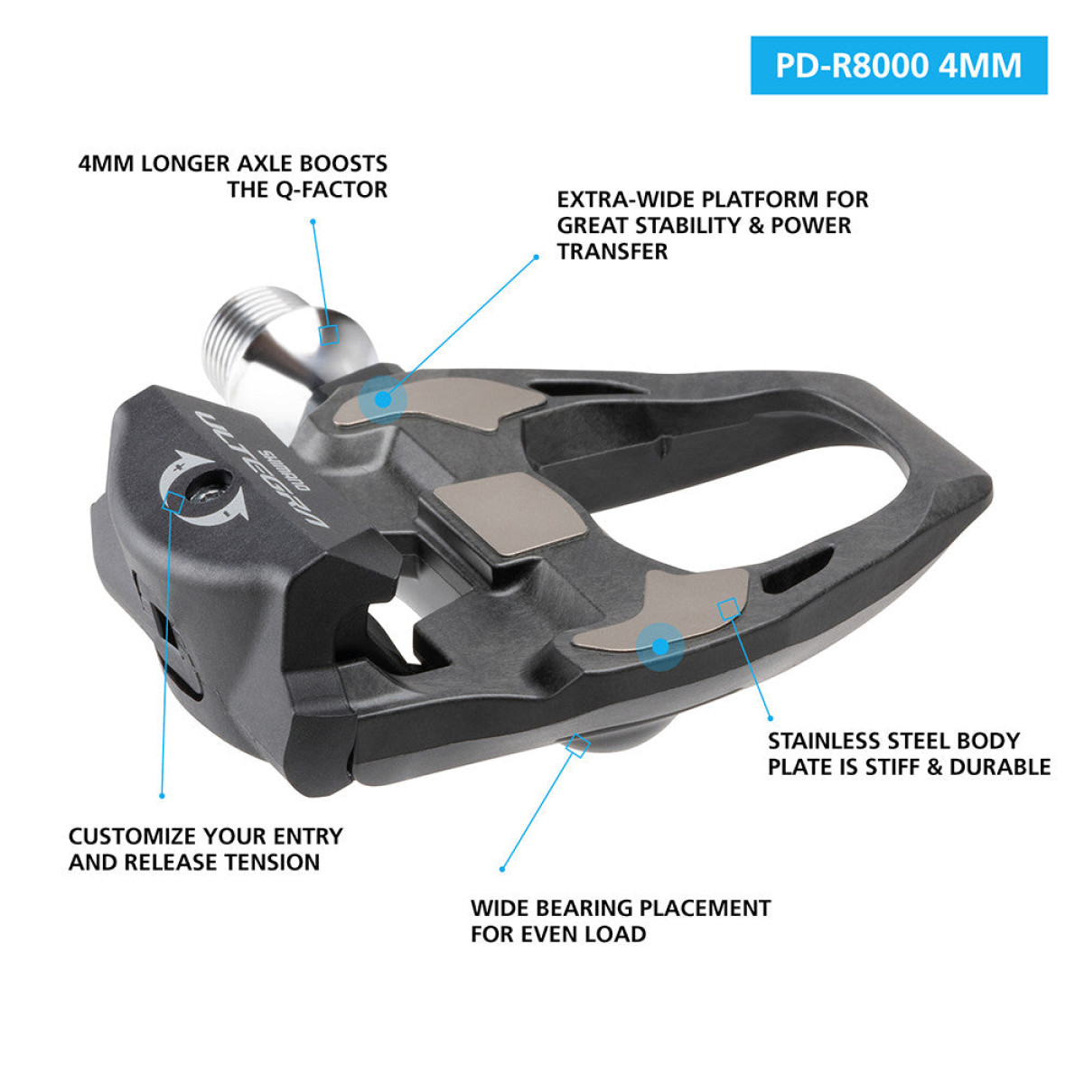Shimano Ultegra PD-R8000 pedāļi (+4 mm)