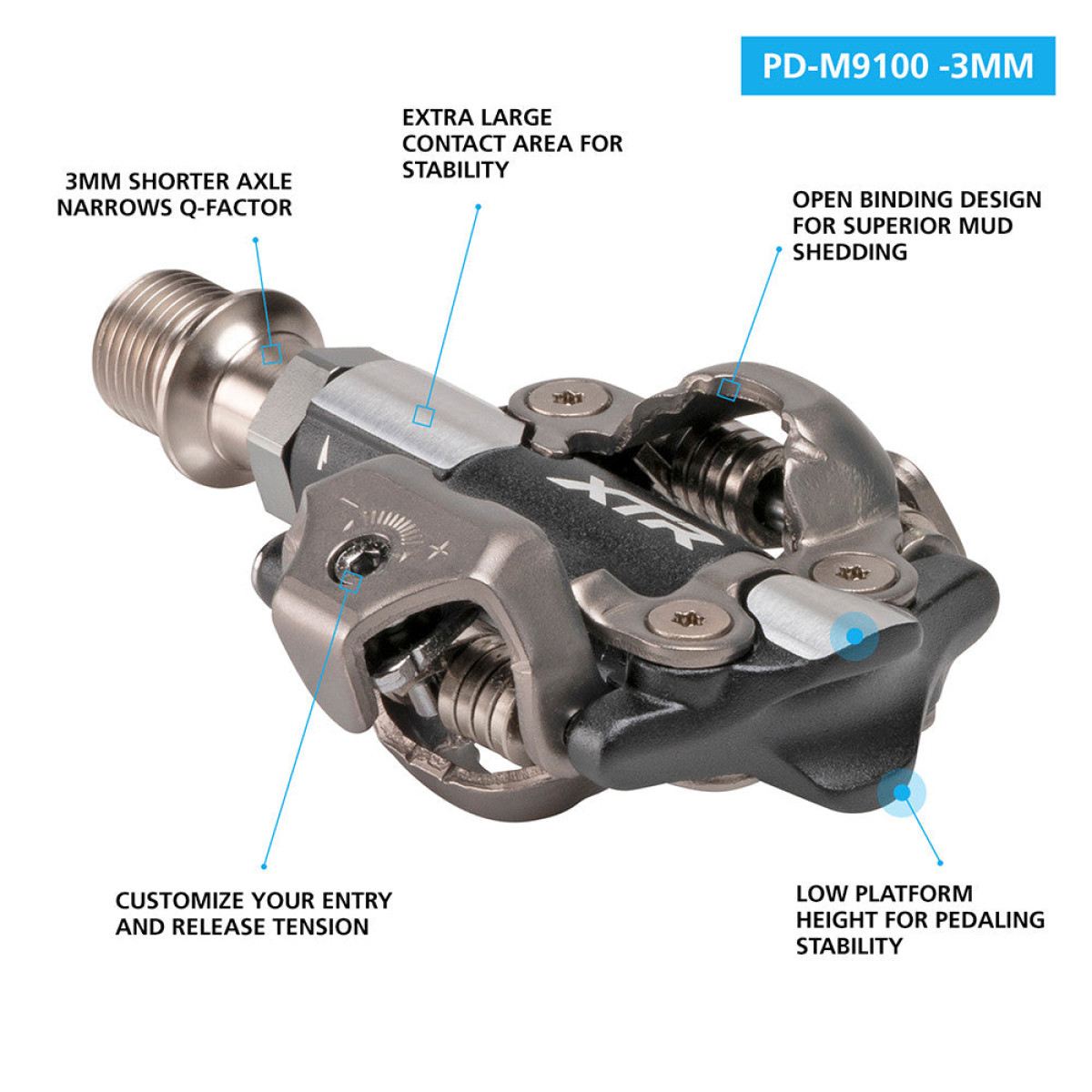 Shimano XTR PD-M9100 pedāļi (-3mm)