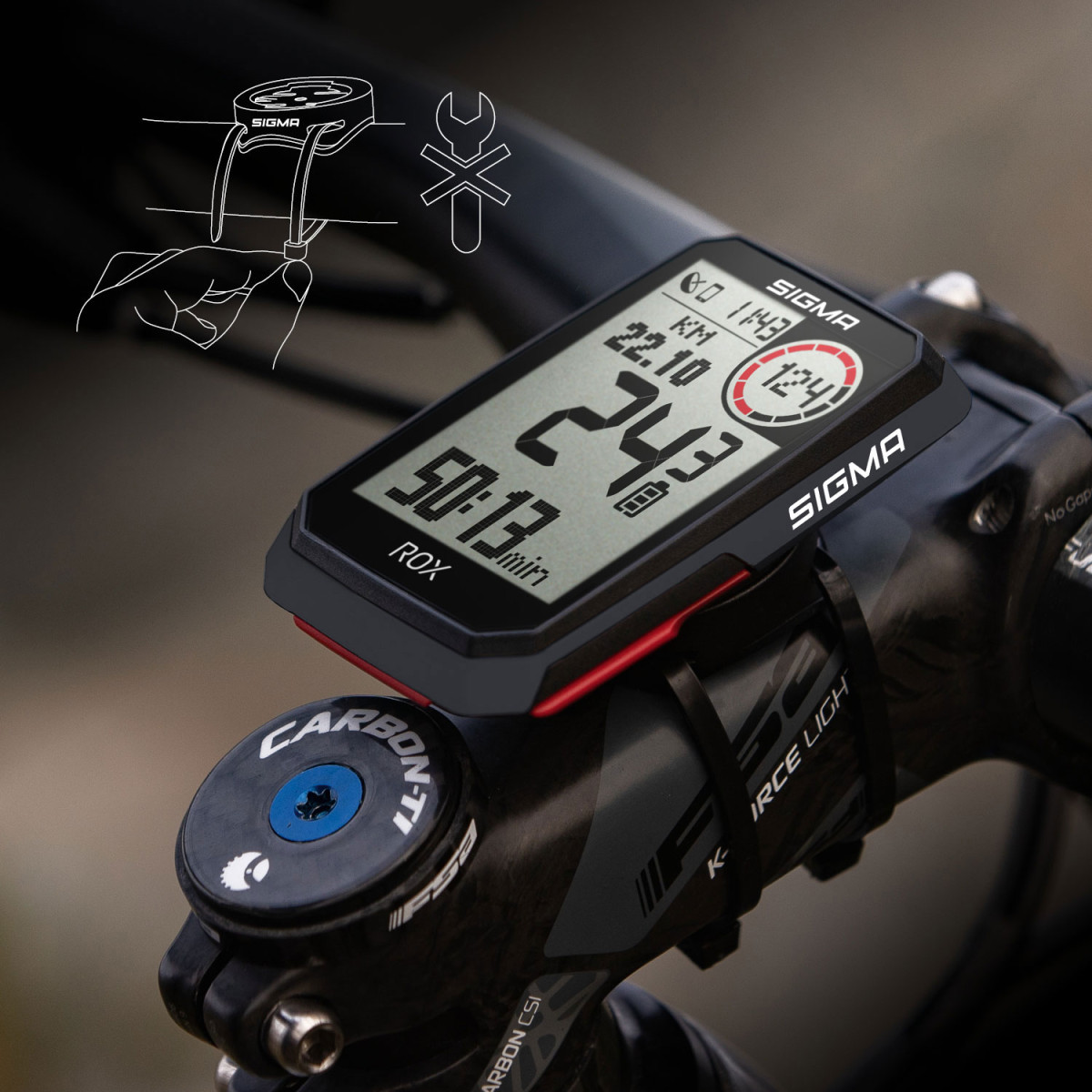 Sigma Sport ROX 4.0 GPS HR velo dators komplekts | Melns