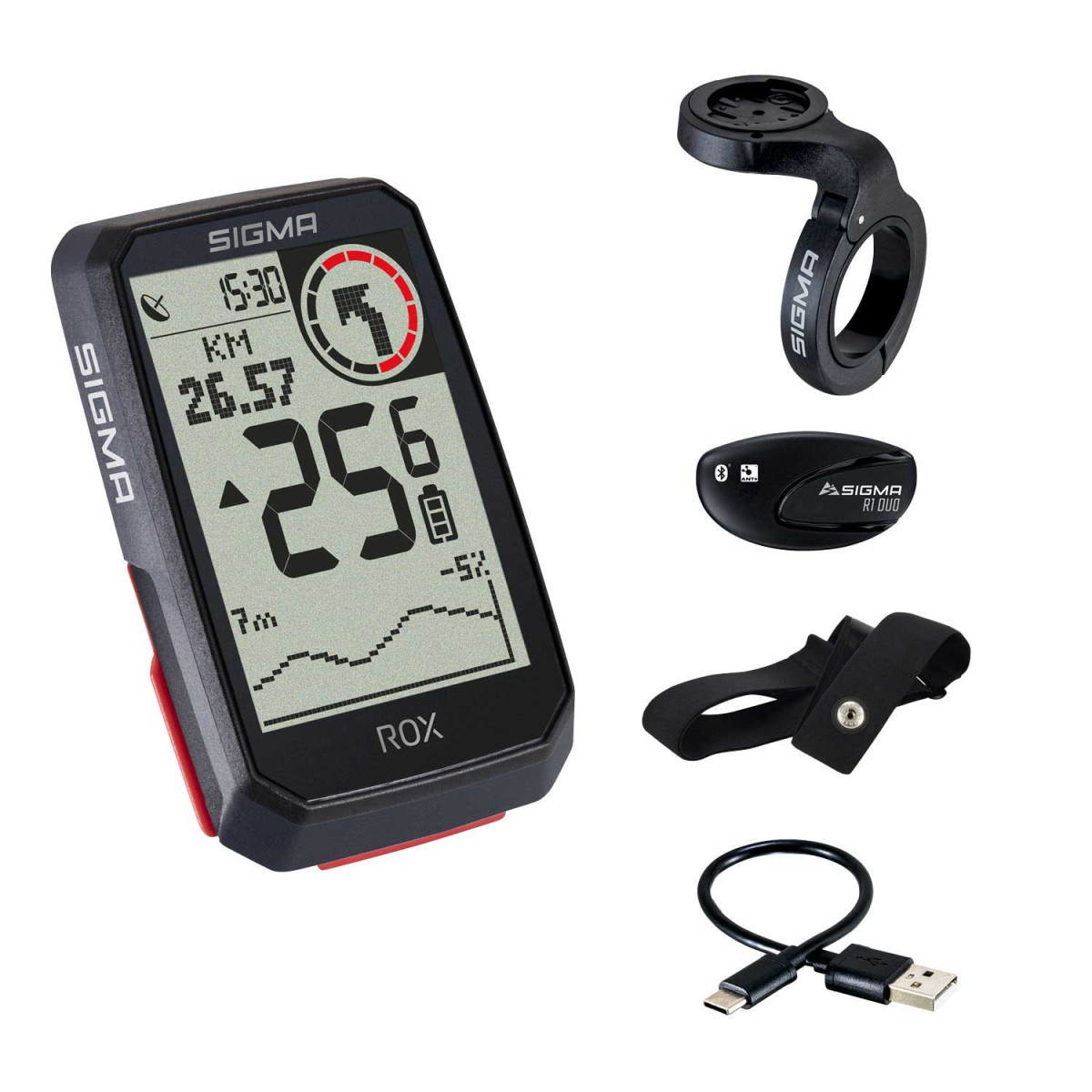 Sigma Sport ROX 4.0 GPS HR velo dators komplekts | Melns