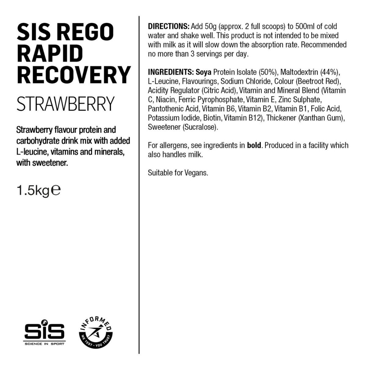 SIS Rego Rapid Recovery dzēriens | 500g | Strawberry