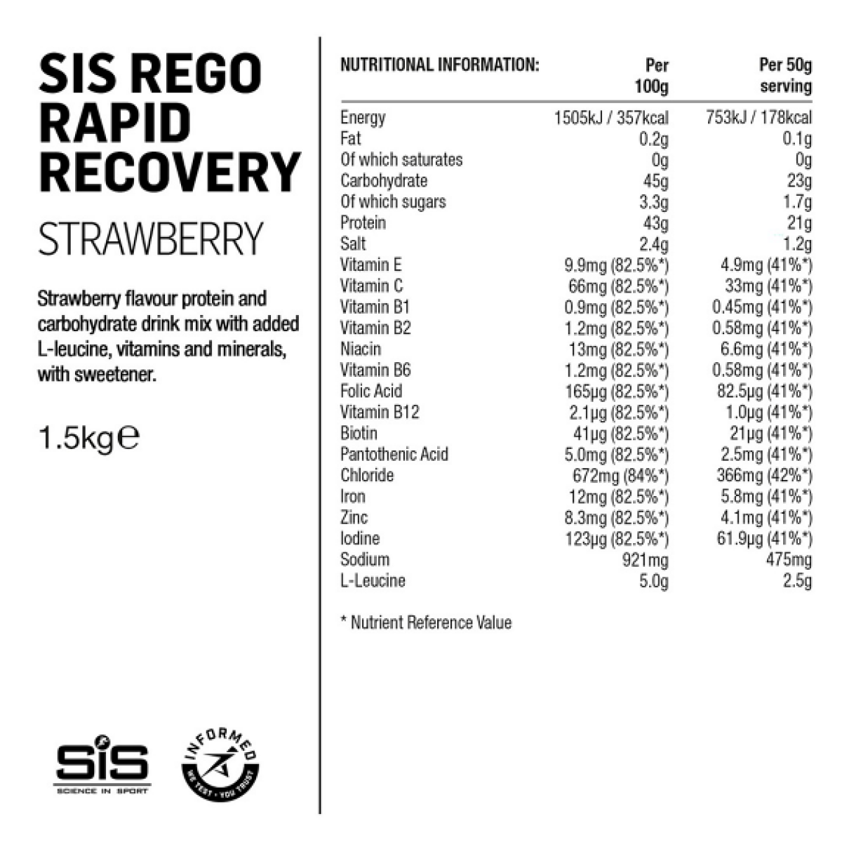 SIS Rego Rapid Recovery dzēriens | 500g | Strawberry