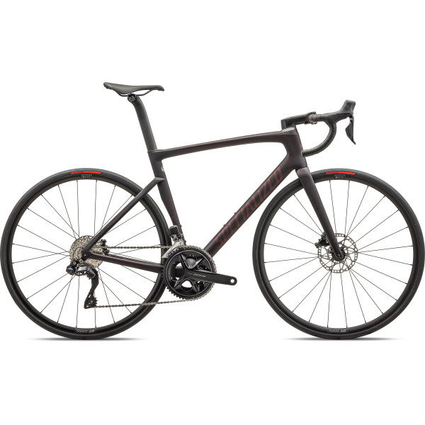 Specialized Tarmac SL7 Comp velosipēds | Satīna sarkans tonis virs oglekļa krāsas