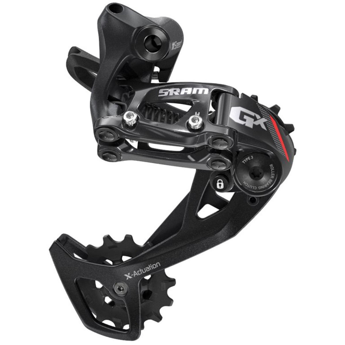 SRAM GX aizmugurējais pārslēdzējs - Long Cage | 2x11 ātrumu | Melns - sarkans
