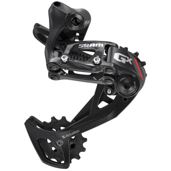 SRAM GX aizmugurējais pārslēdzējs - Long Cage | 2x11 ātrumu | Melns - sarkans