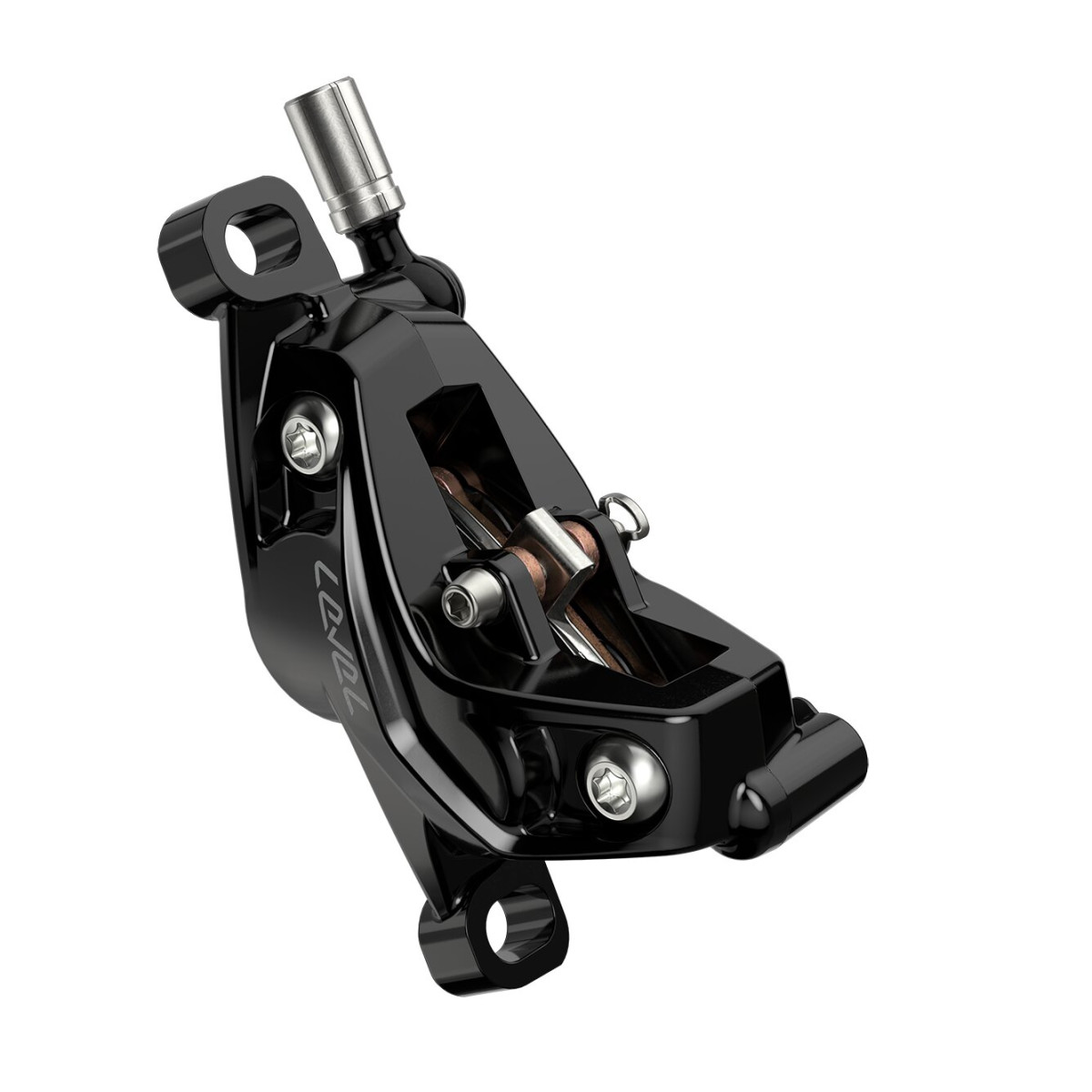 SRAM Level Silver Stealth 4 virzuļu hidraulisko disku bremžu rokturis ar suports | Labais | Aizmugurējais