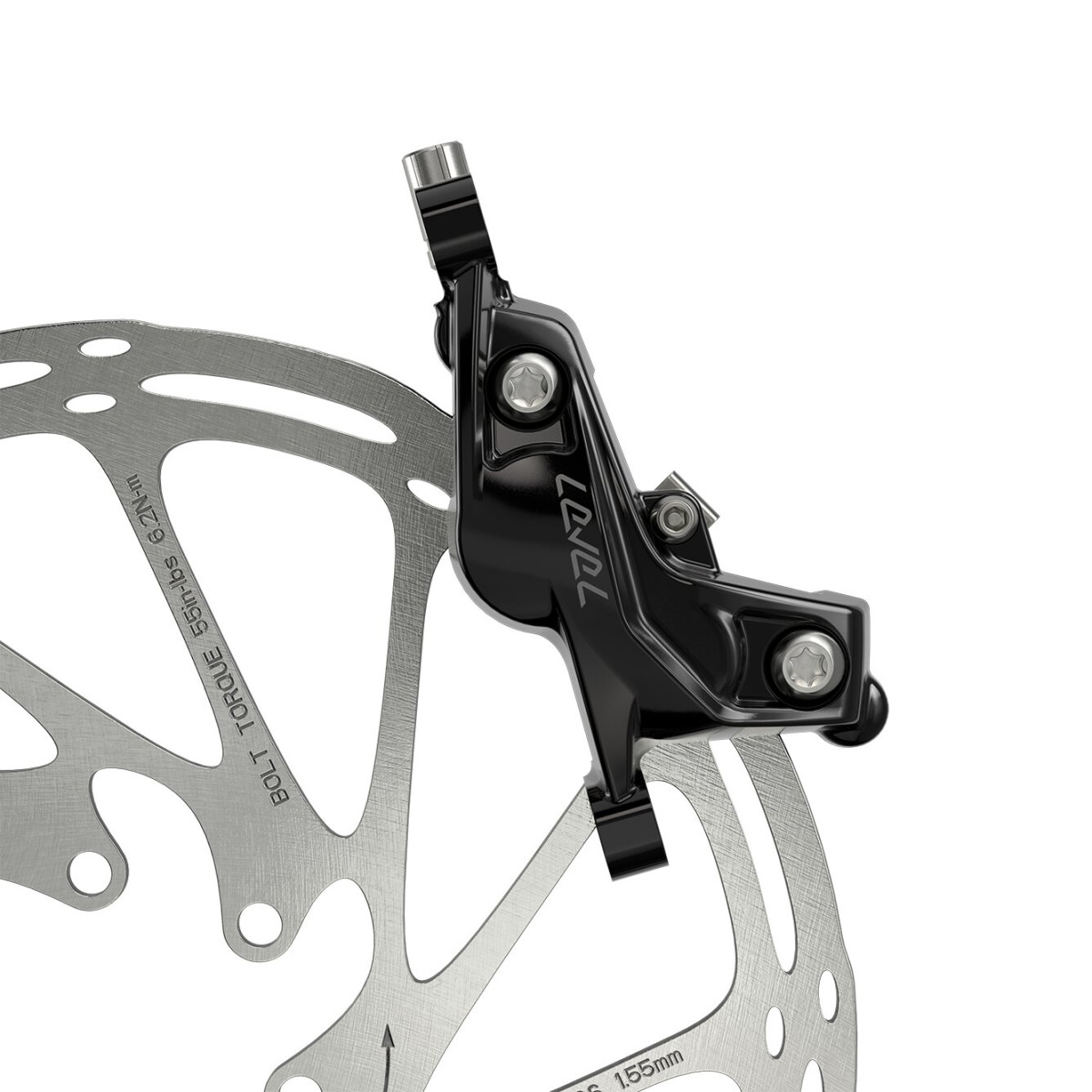 SRAM Level Silver Stealth 4 virzuļu hidraulisko disku bremžu rokturis ar suports | Labais | Aizmugurējais