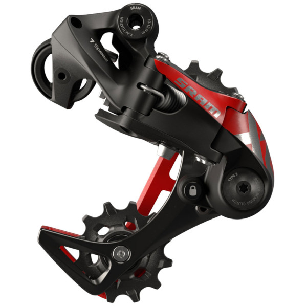 SRAM X01 DH X-HORIZON™ aizmugurējais pārslēdzējs - Short Cage | 7 ātrumi | Melns - sarkans SRAM X01 DH X-HORIZON™ aizmugurējais pārslēdzējs - Short Cage | 7 ātrumi | Melns - sarkans