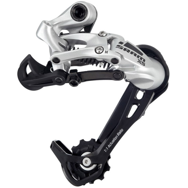 SRAM X5 aizmugurējais pārslēdzējs - Long Cage | 9 ātrumi | Sudraba krāsā