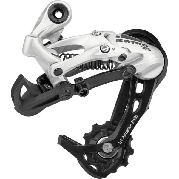 SRAM X5 aizmugurējais pārslēdzējs - Short Cage | 9 ātrumi | Sudraba krāsā